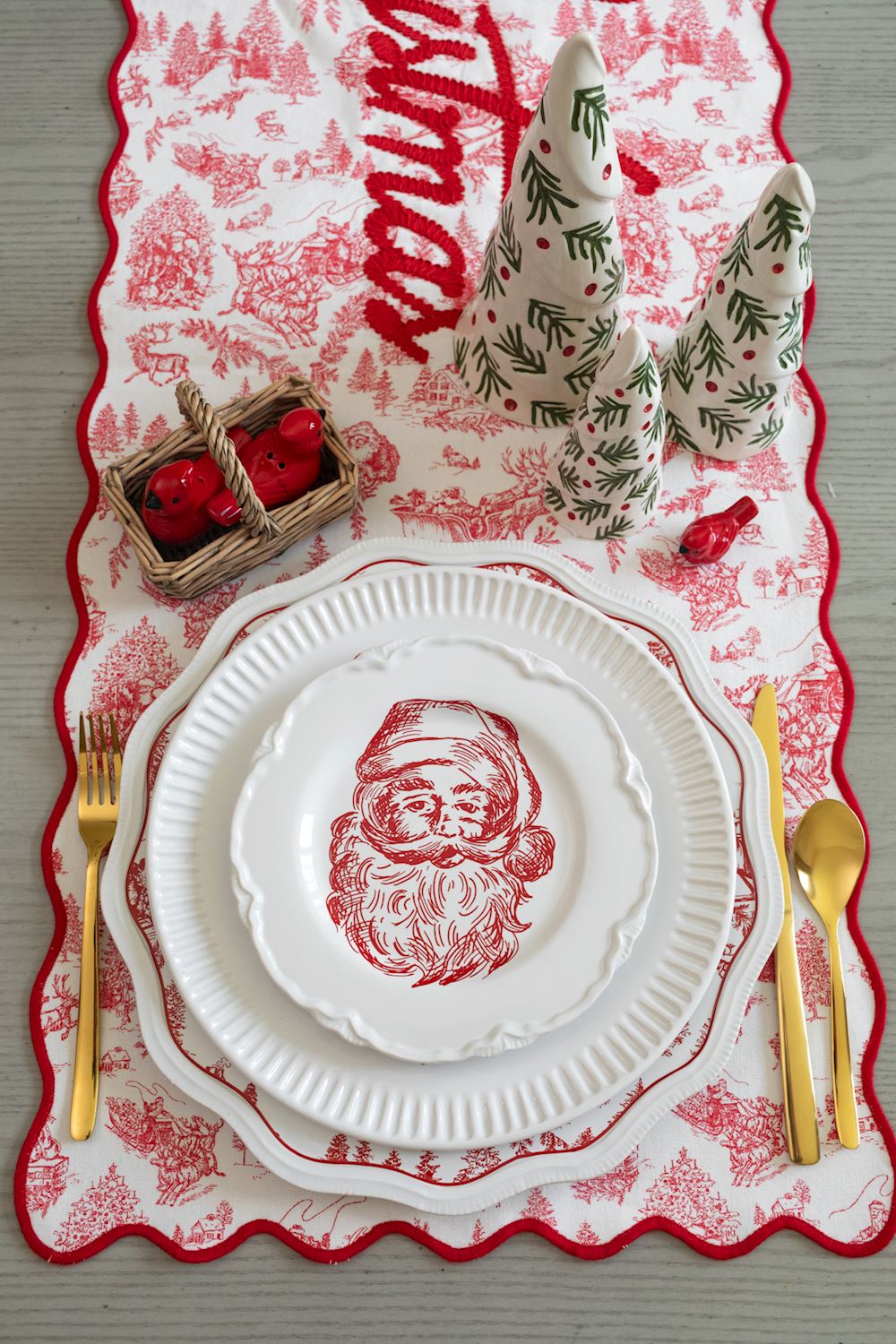 Santa & Toile Ceramic Platter Set