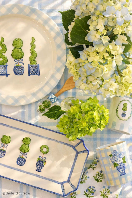 Blue & White Topiary Ceramic Tray