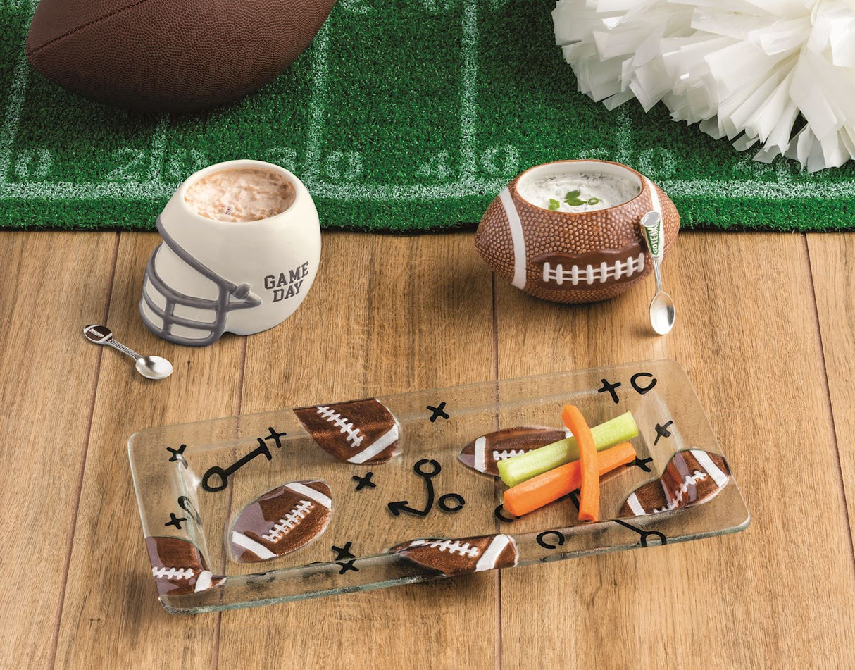 Football Glass Serving Tray