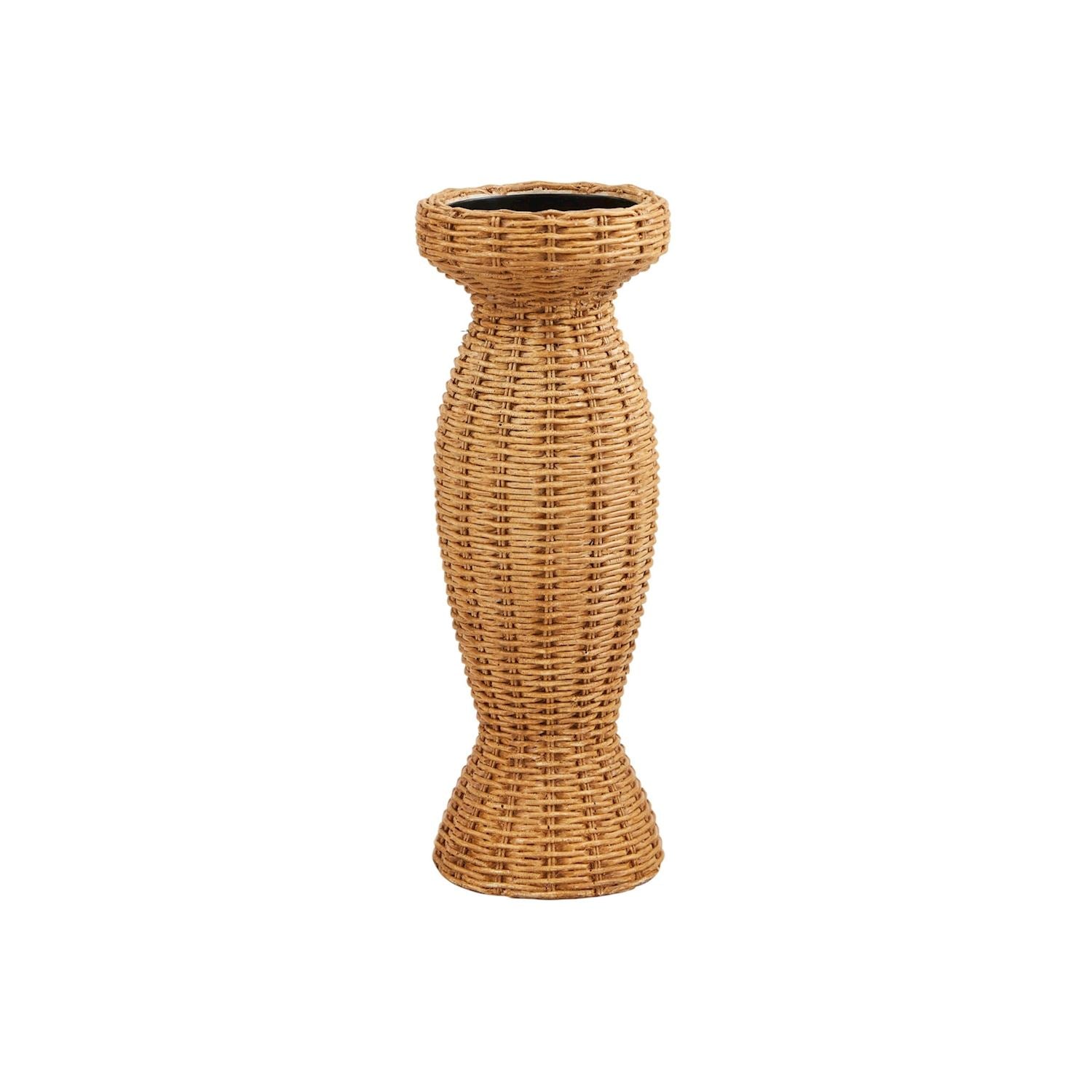 Resin Wicker Weave Pillar Candlestick | 3 Sizes - Thumbnail 3
