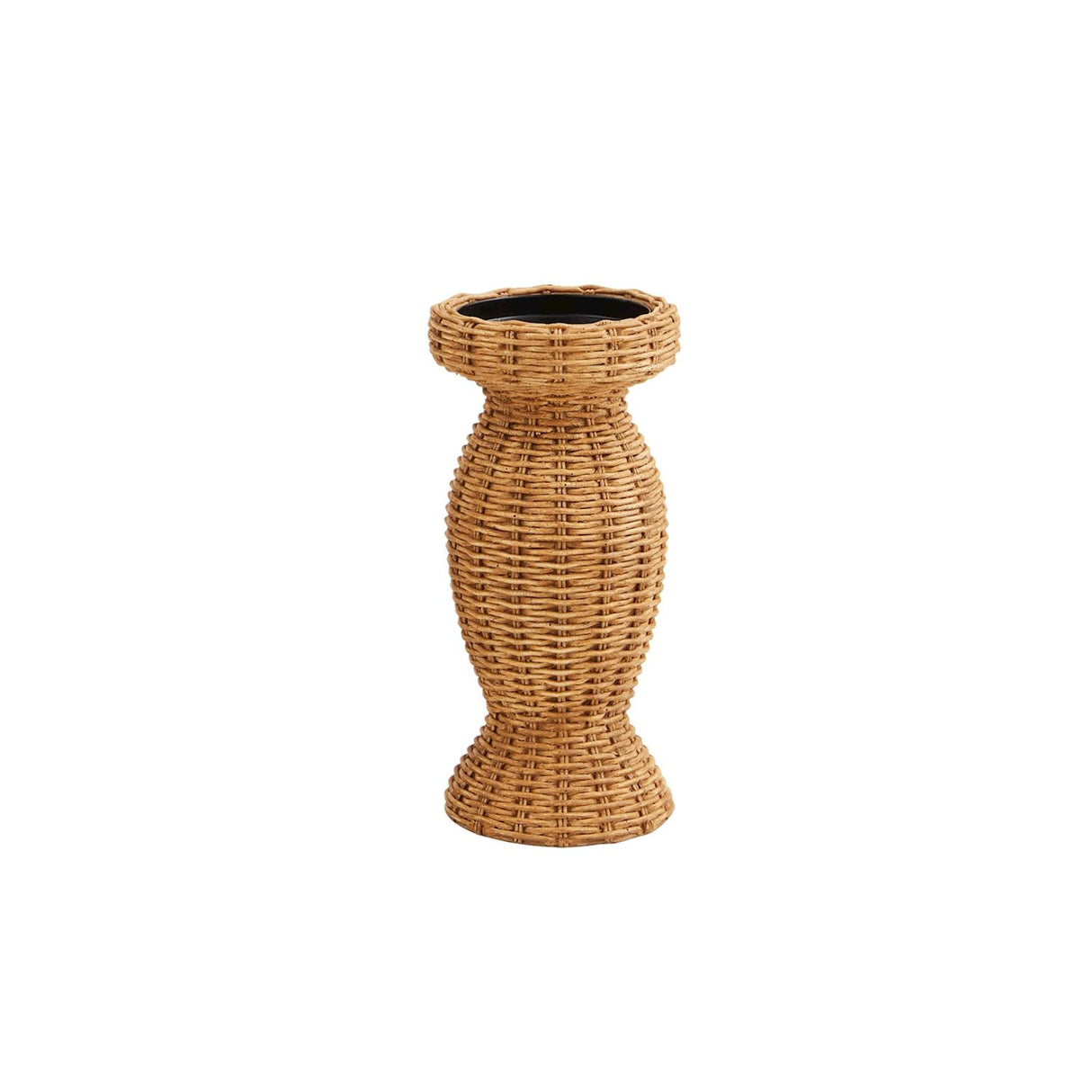 Resin Wicker Weave Pillar Candlestick | 3 Sizes