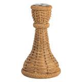 Woven Rattan Resin Taper Candle Holder