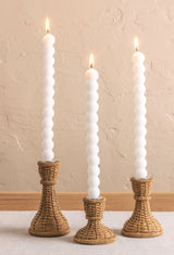 Woven Rattan Resin Taper Candle Holder