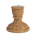 Woven Rattan Resin Taper Candle Holder