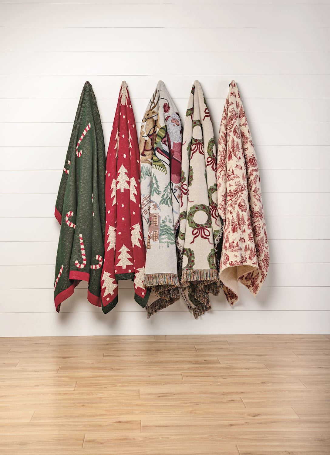 Red Toile Christmas Muslin Throw Blanket