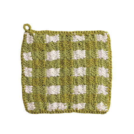 Crochet Pastel Check Pot Holder