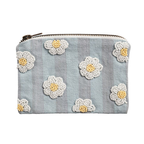 Embroidered Flower Cotton Zip Pouch
