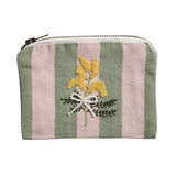 Embroidered Flower Cotton Zip Pouch