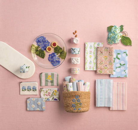 Embroidered Flower Cotton Zip Pouch