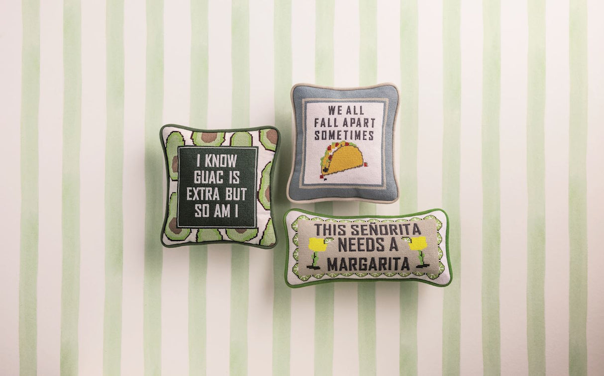 We All Fall Apart Taco Needlepoint Accent Pillow