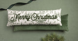 Green Toile Merry Christmas Lumbar Pillow