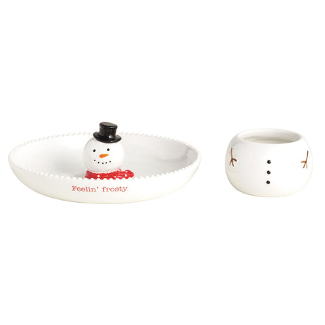 Stackable Snowman Ceramic Server Set