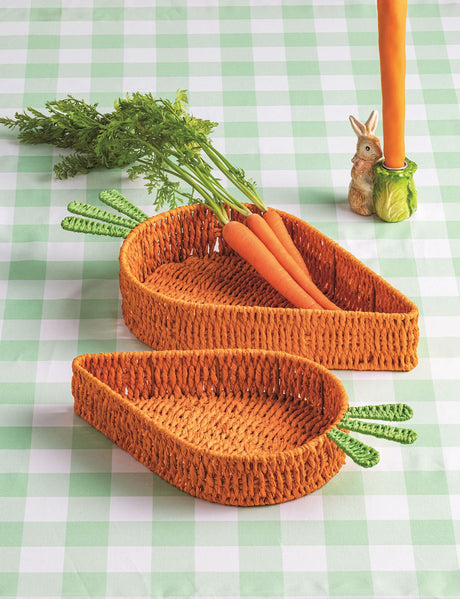 Woven Carrot Paper Rope Nested Basket Tray