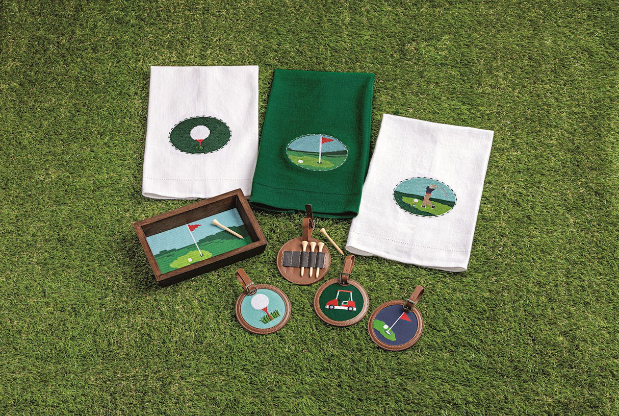 Golf Needlepoint Mango Wood Tray