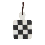 Marble Checkered Serving Paddle Board with Leather Strap | 3 Styles