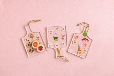 Pressed Flower Resin Paddle Serving Board