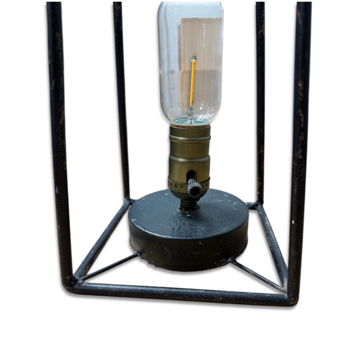 Black Iron Tabletop LED Lantern | Battery-Operated with Timer