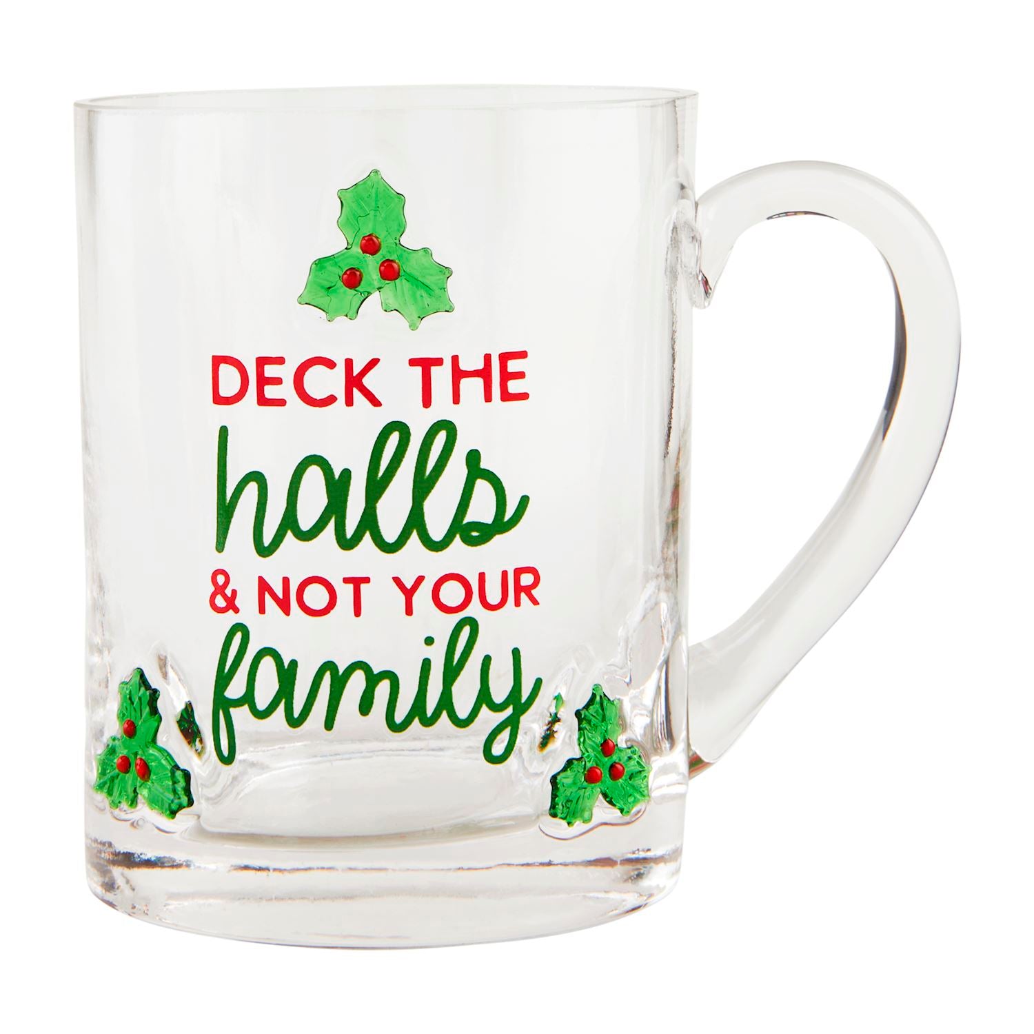 Clear Glass Holiday Icon Mugs with Christmas Sayings - Thumbnail 4