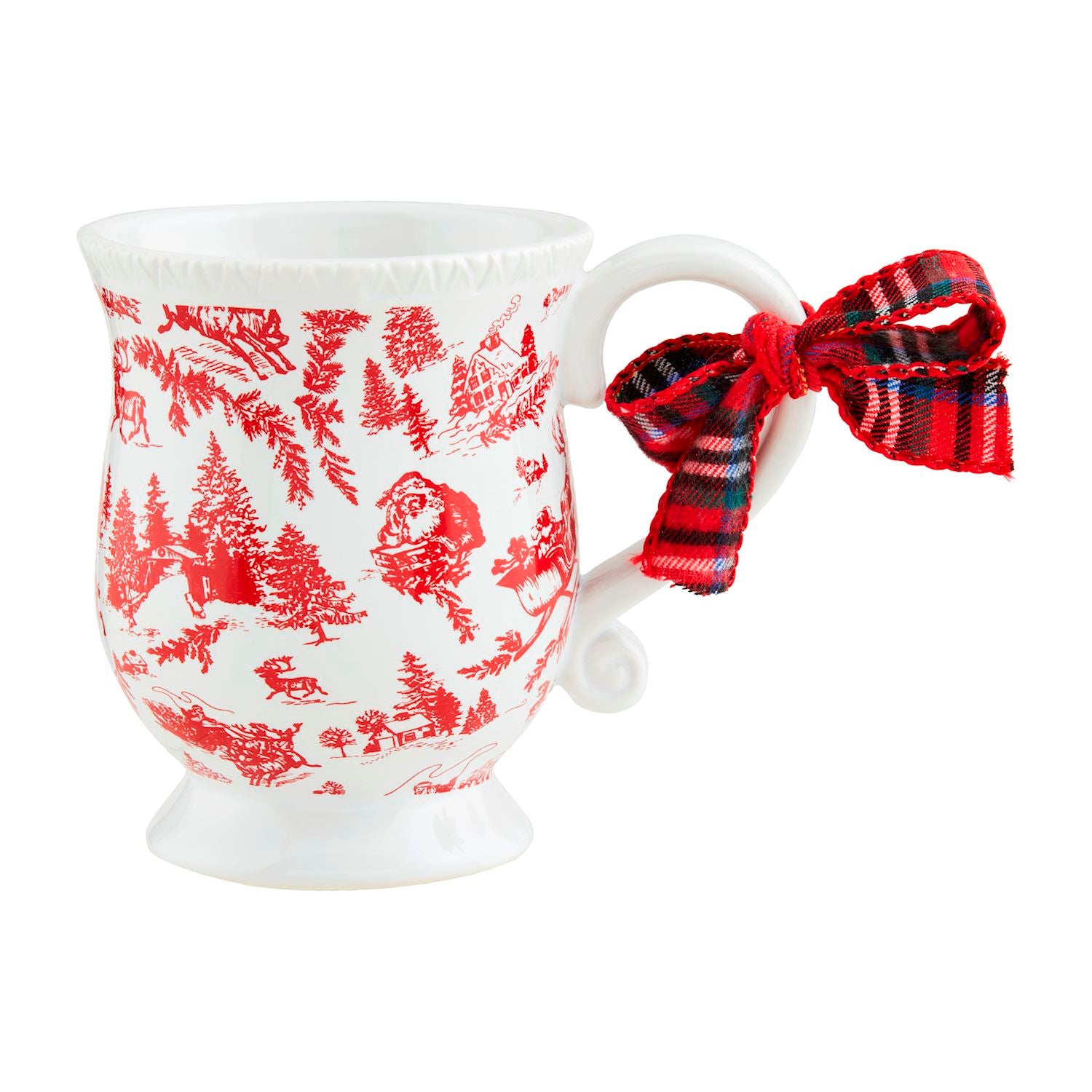 Red Toile Christmas Ceramic Mug - Thumbnail 4