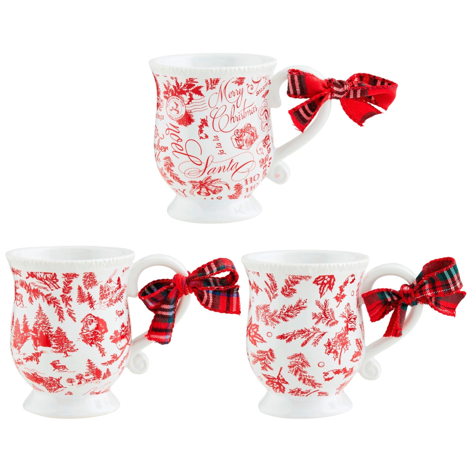 Red Toile Christmas Ceramic Mug - Thumbnail 3