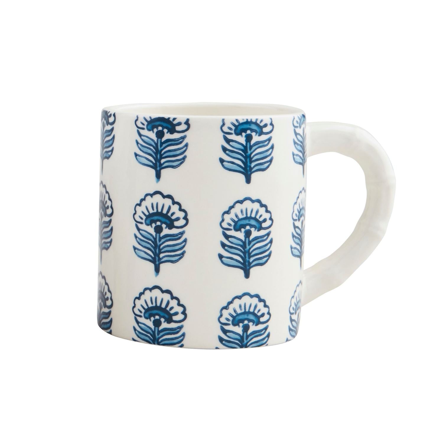 Blue Floral Pattern Ceramic Coffee Mug - Thumbnail 5
