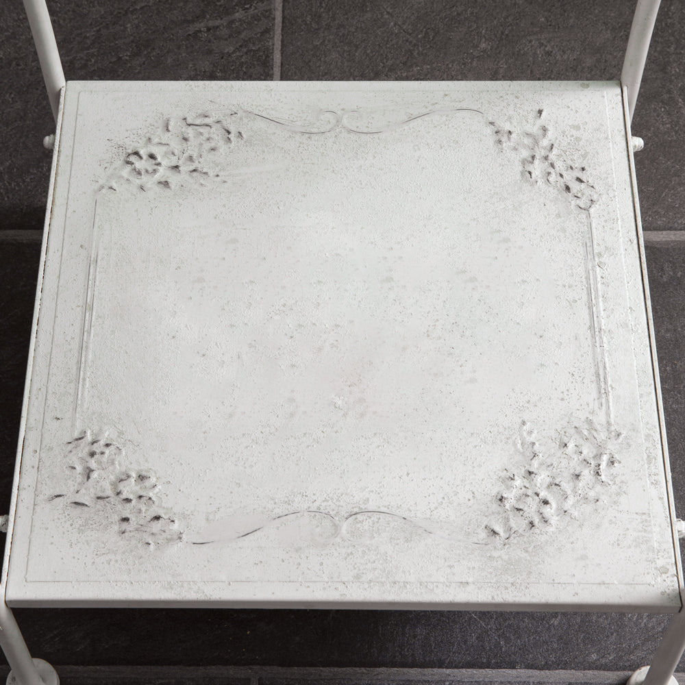 Antiqued White Metal Washstand with Mirror