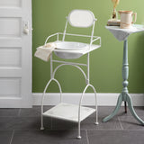 Antiqued White Metal Washstand with Mirror