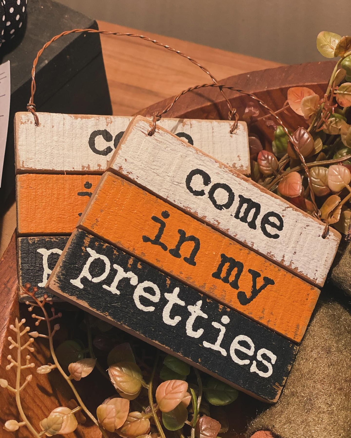 Come in My Pretties Wood Slat Ornament Sign