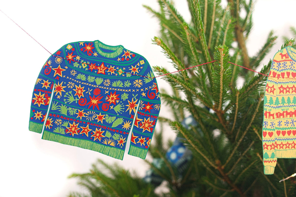 Christmas Sweaters Sewn Paper Garland | East End Press