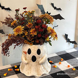 Haind Painted Paper Mache Ghost Treat Buckets | 2 Sizes
