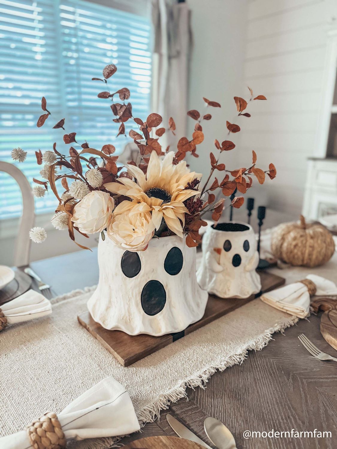 Haind Painted Paper Mache Ghost Treat Buckets | 2 Sizes