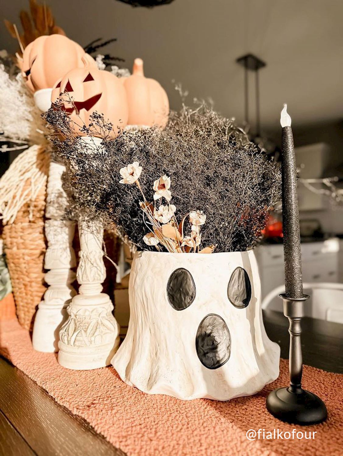 Haind Painted Paper Mache Ghost Treat Buckets | 2 Sizes