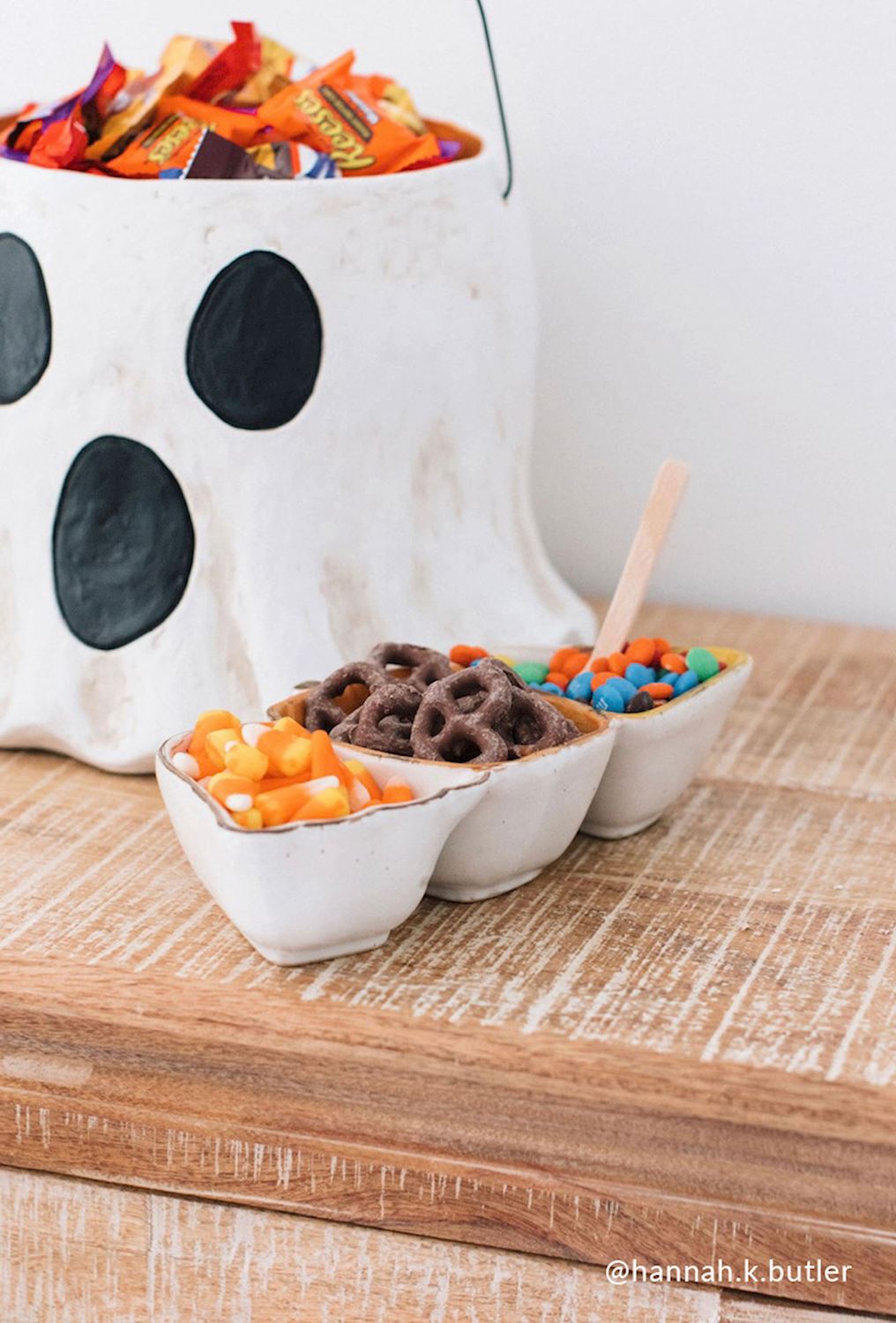 Haind Painted Paper Mache Ghost Treat Buckets | 2 Sizes