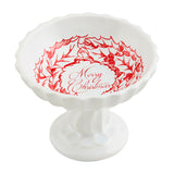 Red Toile Pedestal Ceramic Candy Dish