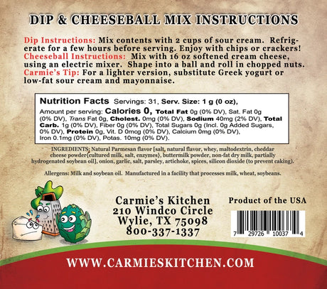 Artichoke Parmesan  Dip Mix | Carmie's