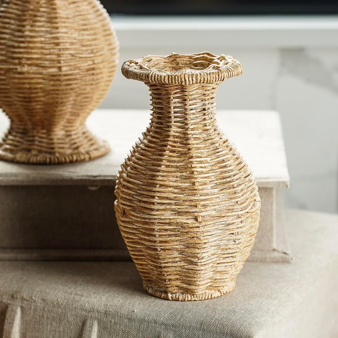 Basket-Weave Resin Wicker Texture Vase | 3 Styles