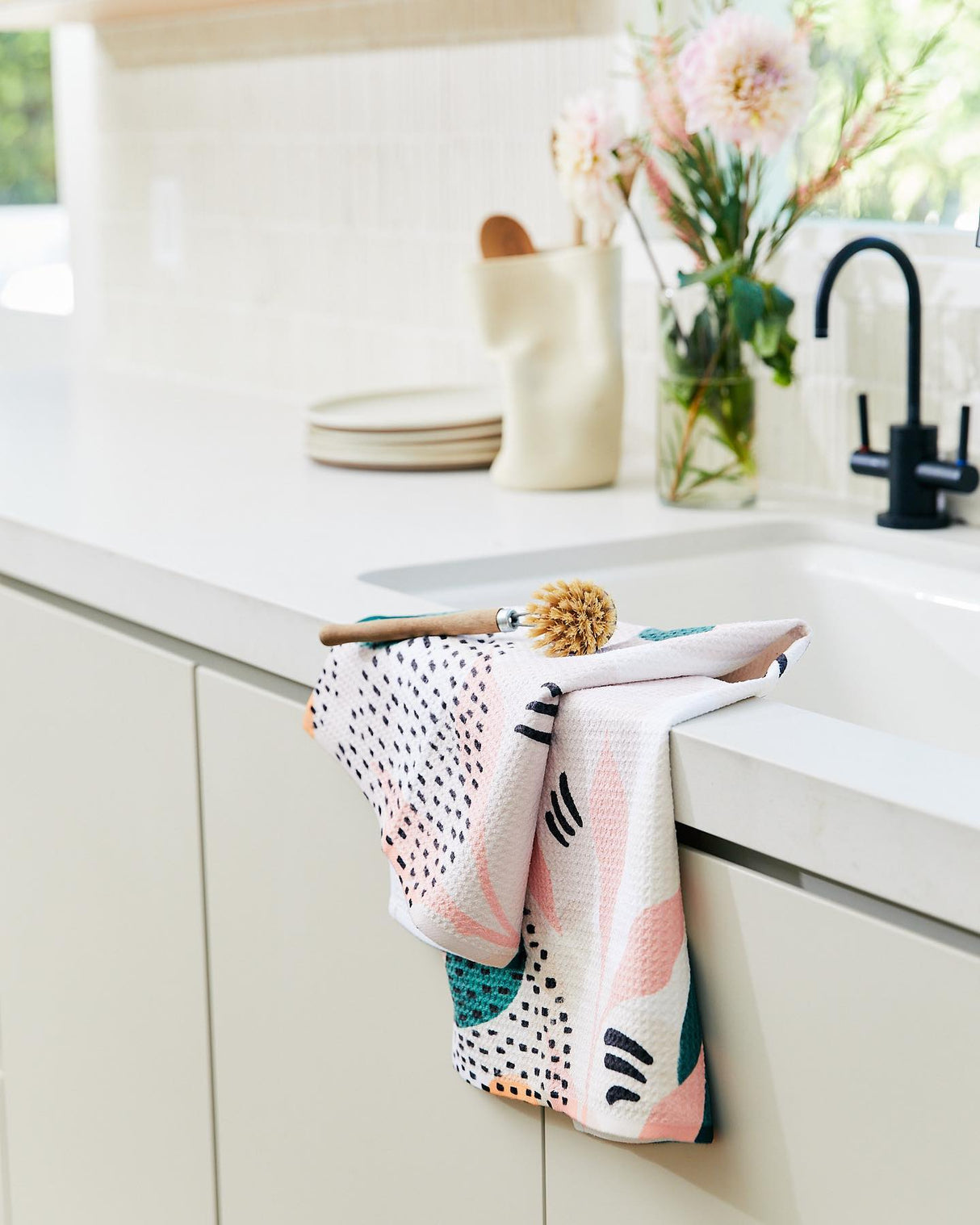 Janae Floral Geometry Tea Towel