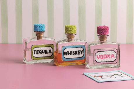 Beaded Label Glass Liquor Decanter