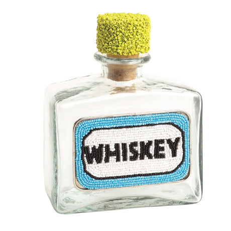 Beaded Label Glass Liquor Decanter