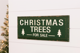 Green Carved Wood Christmas Trees for Sale Sign