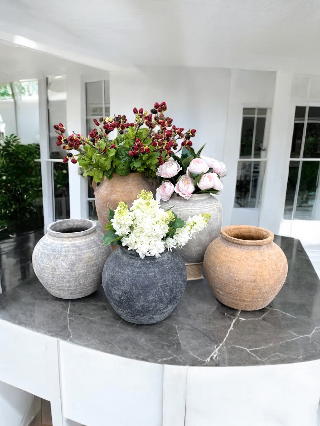 Distressed Clay Terracotta Urn with Side Handles