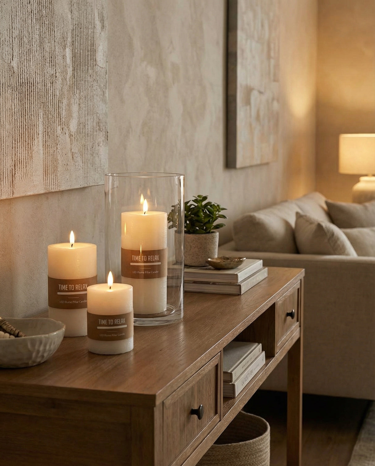 Flameless LED Ivory Pillar Candle