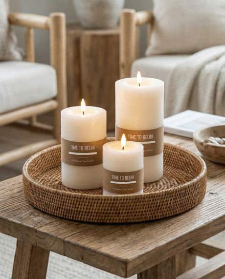Flameless LED Ivory Pillar Candle