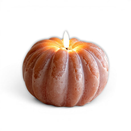 Rust orange real wax LED pumpkin candle with 6-hour timer