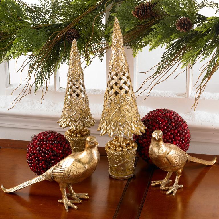 Gold Resin Pheasant Figurine