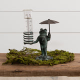 Cast Iron Patina Frog Rain Gauge