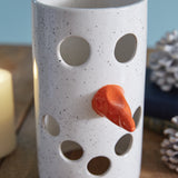 Ceramic Snowman Luminary with Cutout Face