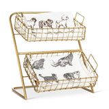 Gold Two-Tier Wire Storage Stand