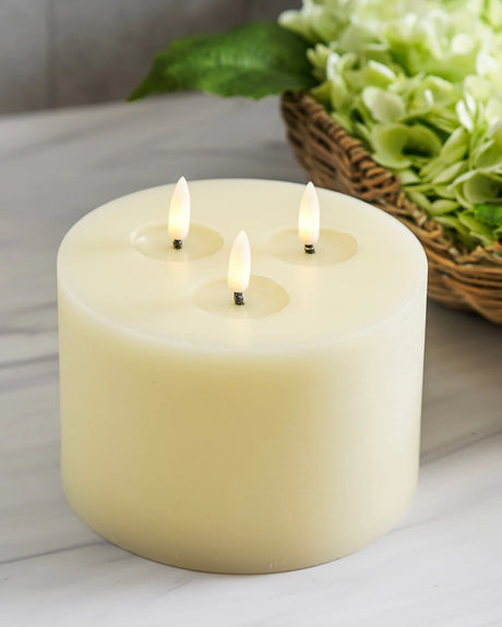 3-Wick White LED Pillar Candle