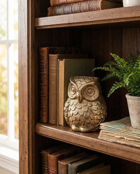 Antique Brass Aluminum Owl Figurine